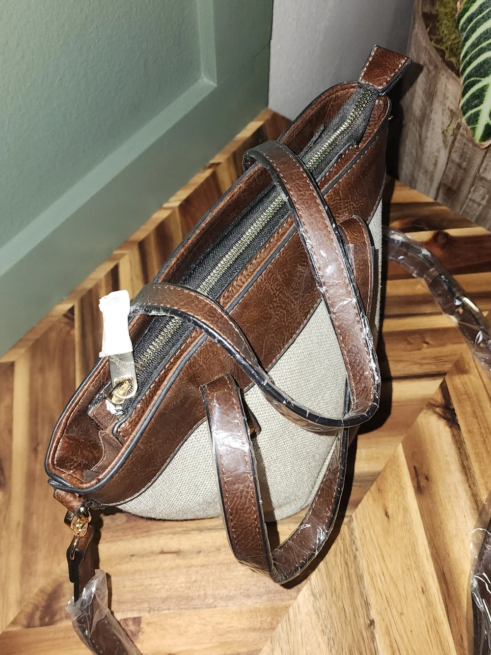 Neutral Beige and Brown Tote with Gold Accents - Women's Everyday Bag